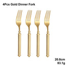 Axyaa Gold Cutlery Set Stainless Steel Mirror Sliver Fork Spoon Western Double Sided Pattern