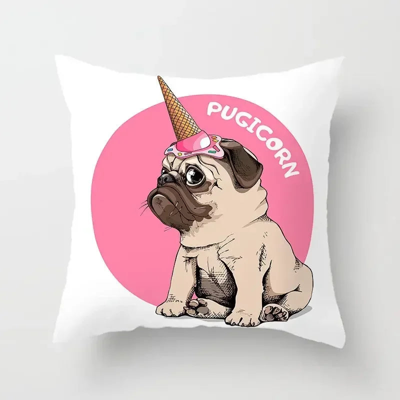 Cute Pug Bulldog Pillowcase for Living Room Decor - Axyaa Home Decor