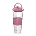 Axyaa Double-Layer Plastic Cup with Straw | Large Capacity | Leak-Proof | Student Friendly