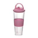 Axyaa Double-Layer Plastic Cup with Straw | Large Capacity | Leak-Proof | Student Friendly