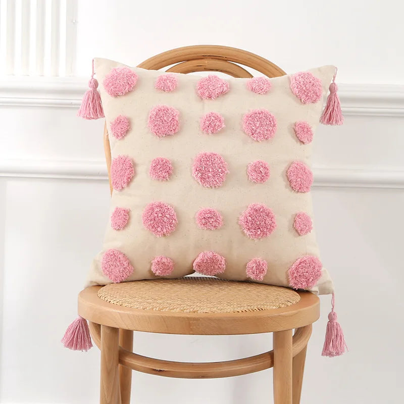 Axyaa Bohemian Tufted Nordic Pillow Cover for Home Decor 45x45 - Living Room, Sofa, Car