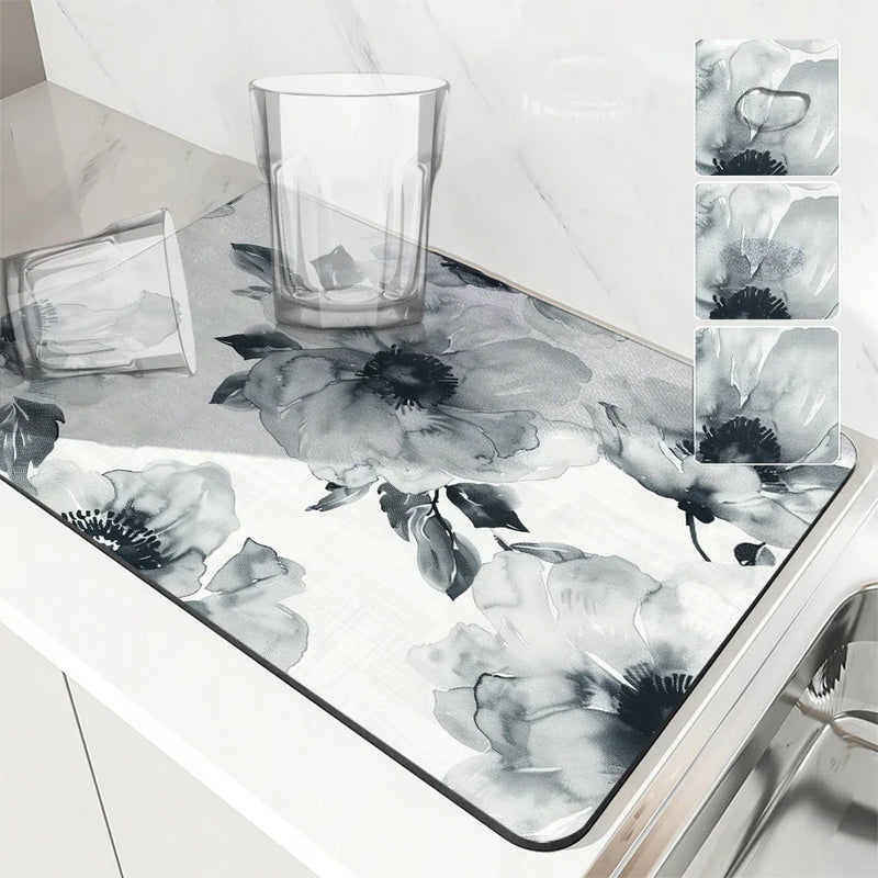 Ink Flower Absorbent Drying Mat Set by Axyaa — Tableware Protection & Decor