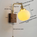 Axyaa LED Wall Sconce Pull Chain Switch Copper Ceramic Nordic Stair Light Fixtures