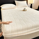 Axyaa Carved Striped Milk Velvet Fitted Sheet - Soft & Warm Winter Mattress Cover