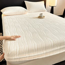 Axyaa Carved Striped Thick Milk Velvet Fitted Mattress Cover