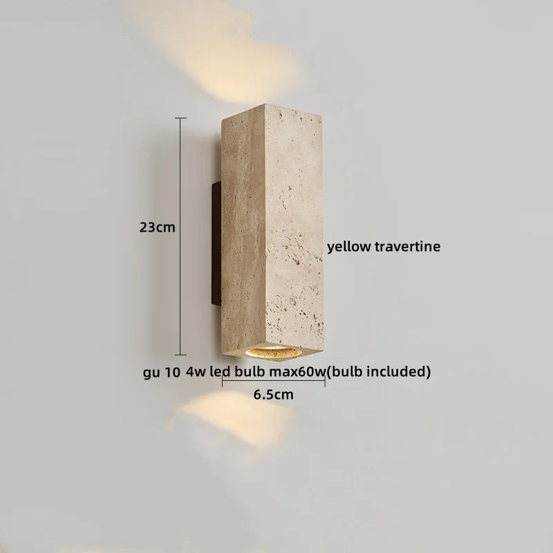 Axyaa Round Yellow Travertine LED Wall Light for Creative Room Decor