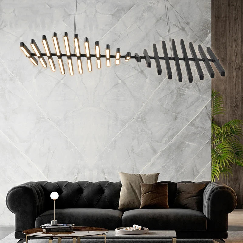 Axyaa Fishbone Shape Chandelier for Modern Living Room Lighting