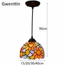 Axyaa Sunflower Tiffany Glass Pendant Light Modern Hanging Lamp for Dining Room Kitchen Decor