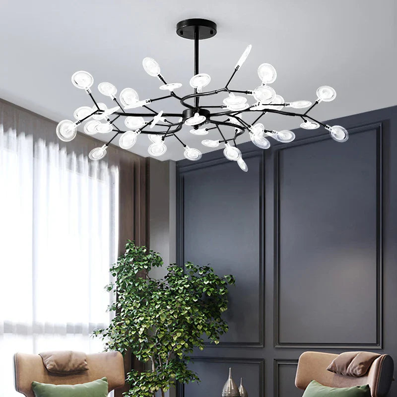 Axyaa Luxury Firefly Chandeliers: Modern Petal LED Pendant Lights for Home Indoor Lighting