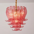 Axyaa Luxe Pink Glass Designer Chandelier Set for Living, Bedroom, and Dining Rooms