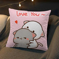 Axyaa Peach Cat Soft Cushion Cover 45x45 for Bed Sofa Home Decor