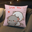Axyaa Peach Cat Soft Cushion Cover 45x45 for Bed Sofa Home Decor
