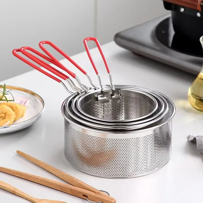 Axya Stainless Steel Frying Basket Filter Strainer for Cooking and Food Preparation