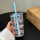Axyaa 450ml Tritan Water Bottle with Straw, Heat Resistant Coffee Cup for Girls
