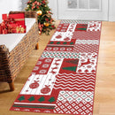 Axyaa Reindeer Christmas Tree Print Runner Rug Non-slip Bedroom Bedside Mat