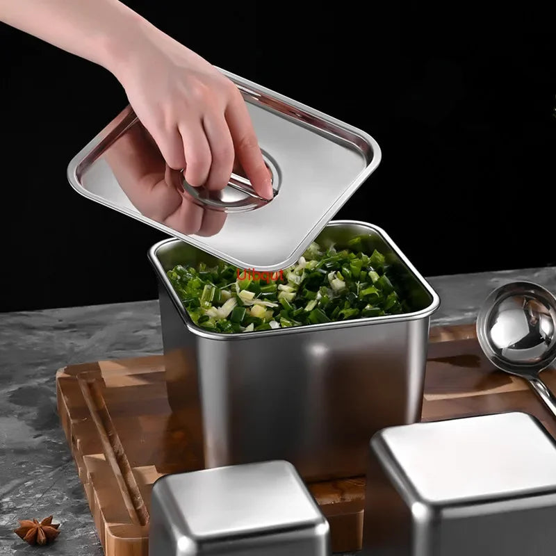 Axya Stainless Steel Seasoning Jars Set with Covers and Storage Box
