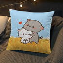 Axyaa Peach Cat Soft Cushion Cover 45x45 for Bed Sofa Home Decor