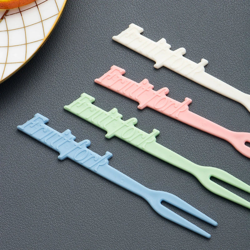 Axyaa Reusable Plastic Fruit Fork Set for Kitchen, Picnic, Camping - 100PCS