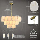 Axyaa Brass Alabaster Ring Chandelier LED Fixture for Home Decoration