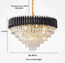 Axyaa Crystal Chandelier: Black Aluminum Luxury Pendant Light for Living Room and Hotel