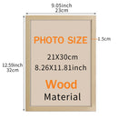 Axyaa 8x12 Black White Wood Grain Frame for A4 Poster Canvas Display Stand