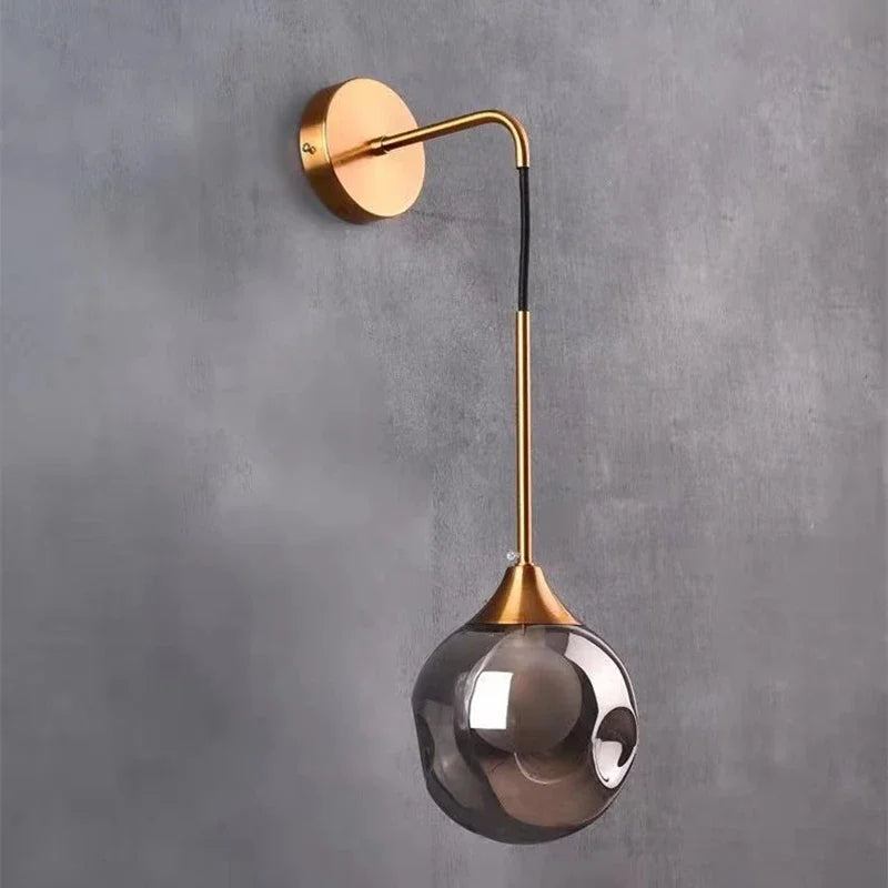 Axyaa Gold Glass Ball LED Wall Sconce - Modern Nordic Indoor Lighting Fixture