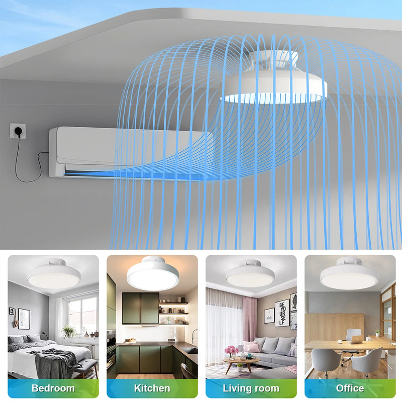 Axyaa Round Ceiling Fan with LED Light and Remote Control for Bedroom