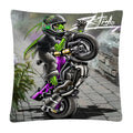 Axyaa Stunt Motorcycle Cartoon Soft Plush Cushion Cover Pillow Case
