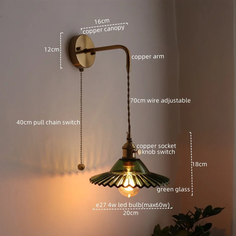 Axyaa Copper Glass LED Wall Sconce - Stylish Indoor Stair Light Fixtures