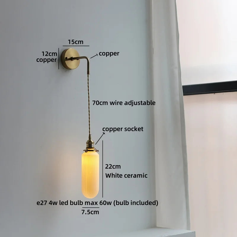 Axyaa Ceramic Shade LED Wall Lamp: Up Down Rotate Stair Lighting Fixture
