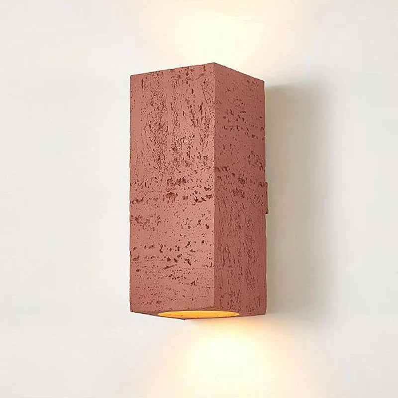 Axyaa Wabi-sabi Cement Wall Lamp Square Nordic Retro Sconce Light for Foyer Bedroom