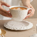 Axyaa Exquisite Ceramic Coffee Cups and Saucers Set - Kitchen Countertop Decoration
