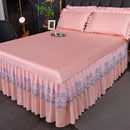 Axyaa Ice Silk Cool Bed Skirt Set - Solid Color, Summer Mat, Machine Washable