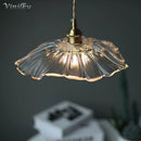 Axyaa Brass Glass Pendant Lights Nordic Japanese Style Chandelier for Restaurant Bedroom