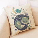 Axyaa Cat Print Linen Pillowcase 45x45cm Home Decor Cushion Cover
