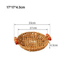 Axyaa Rattan Wicker Serving Baskets Set Tabletop Display Handle 10 Styles Khaki