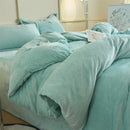Axyaa Solid Flannel Bedding Set, Reversible Fleece Duvet Cover and Cozy Sheet with Pillowcases
