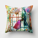 Axyaa Multicolor Bird Floral Landscape Polyester Throw Pillow Cover 45X45CM