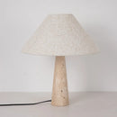 Axyaa Yellow Travertine Fabric Table Lamp: Japanese Stone Standing Lighting
