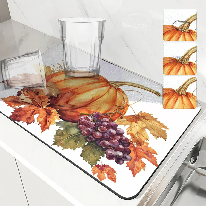 Axyaa Diatom Kitchen Tableware Draining Mats - Thanksgiving Absorbent Bowls Pad