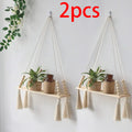 Axyaa Macrame Wood Wall Shelf: Boho Home Decor for Bedroom, Living Room, Nursery