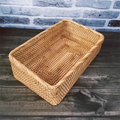 Axyaa Rattan Desktop Organizer: Eco-Friendly Storage Box for Kitchen, Cosmetics & More