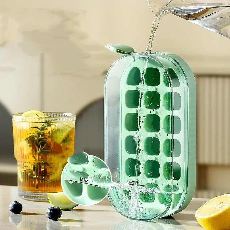 Axyaa Silicone Ice Mold with Lid: 18 Grid Food-grade Ice Storage Container