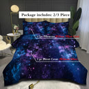 Axyaa Purple Star Galaxy Print Duvet Cover Set - Soft Microfiber Bedding