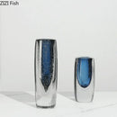 Axyaa Deep Sea Blue Bubble Glass Vase Flower Pot Home Decor