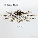 Axyaa Black Gold Leaves Crystal Ceiling Lamp | Modern Nordic LED Ceiling Light