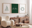 Axyaa Minimalist Merry Christmas Tree Canvas Print Set for Festive Home Decor