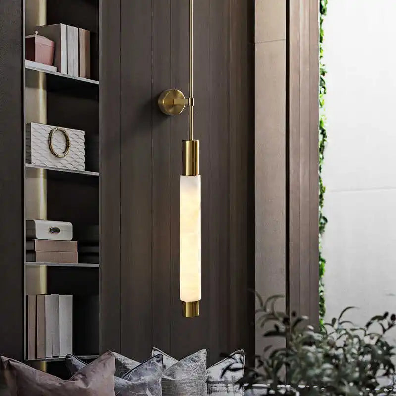 Axyaa White Marble Copper Sconce Light for Hotel Hall Room