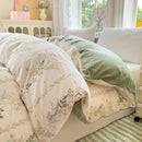 Axyaa Floral Print Reversible Cotton & Flannel Duvet Cover - Single to King Sizes