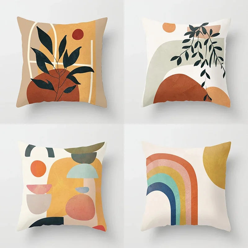 Modern Abstract Plant Leaf Geometric Cushion Cover for Home, Office, Sofa - Axyaa Brand
